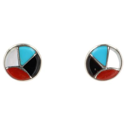 Antonetti Ahiyite Zuni Sterling Multi-Stone Inlay Earrings