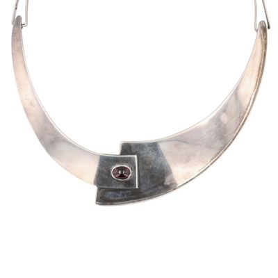 Sterling Gemstone Modernist Collar Necklace