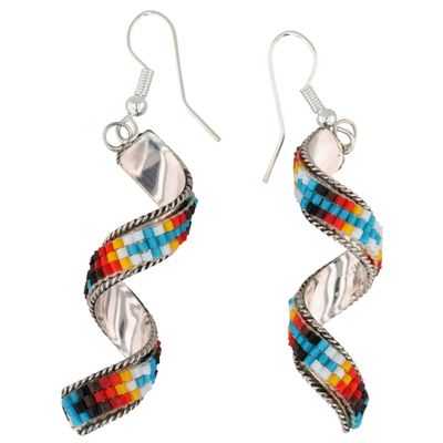 Lucille Romone Navajo Sterling Microbead Spiral Earrings