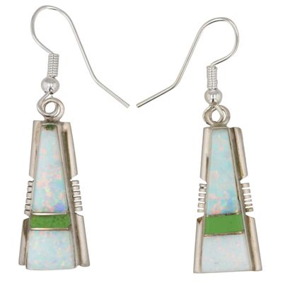 Steve Francisco Navajo Sterling Opal Gaspeite Inlay Earrings