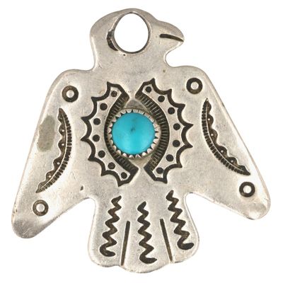 Navajo Sterling Turquoise Thunderbird Pendant