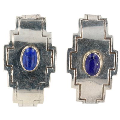 Southwest Sterling Lapis Lazuli Geometric Earrings