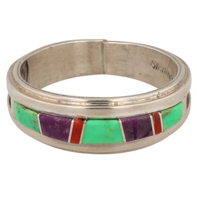 Melissa Yazzie Navajo Sterling Multi-Stone Inlay Ring Sz 8.5