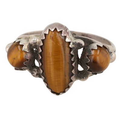 Navajo Sterling Tiger's Eye Ring Sz 5.25