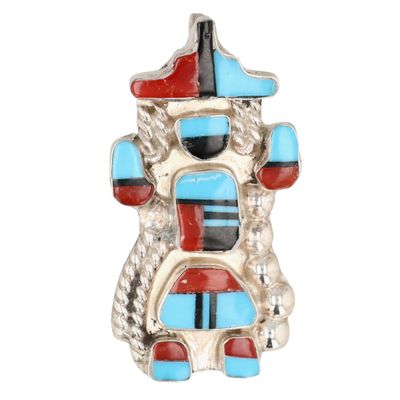 Sally Jack Navajo Sterling Multi-Stone Inlay Rainbow Man Pendant/Brooch