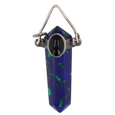 Sterling Azurite and Onyx Pendant