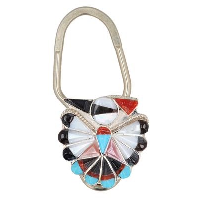 Sherry Nastacio Zuni Sterling Multi-Stone Thunderbird Keychain