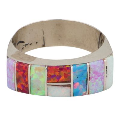 Verna Kanesta Zuni Sterling Opal Inlay Ring Sz 8