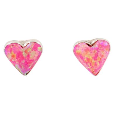 Arlinda Lalio Zuni Sterling Opal Heart Earrings