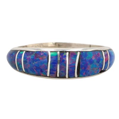 Kerrie Peina Zuni Sterling Opal Inlay Ring Sz 6.25