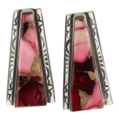 Steve Francisco Navajo Sterling Rose Dahlia Earrings