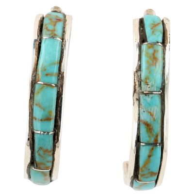 Debbie Livingston Navajo Sterling Kingman Turquoise Earrings