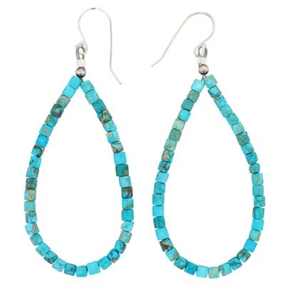 Southwest Sterling Kingman Turquoise Bead Earrings
