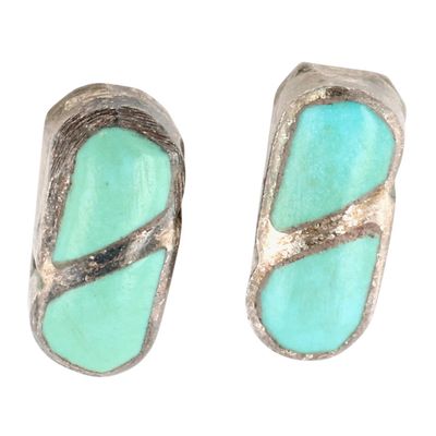 Vintage Navajo Sterling Turquoise Inlay Earrings