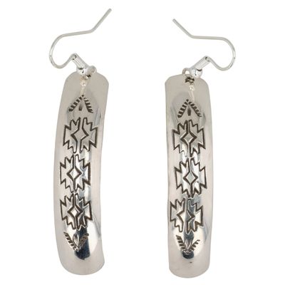 Nova Ashley Navajo Sterling Stamped Bar Earrings