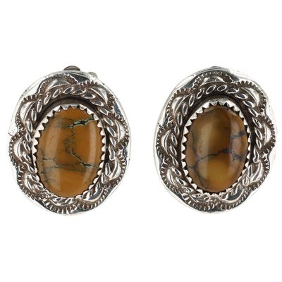 Signed Navajo Sterling Hubei Turquoise Earrings