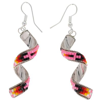 Lucille Romone Navajo Sterling Microbead Spiral Earrings