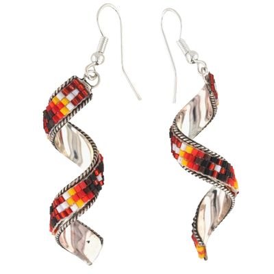 Lucille Romone Navajo Sterling Microbead Spiral Earrings