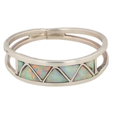 Jason & Pearl Ukestine Zuni Sterling Opal Inlay Ring Sz 8
