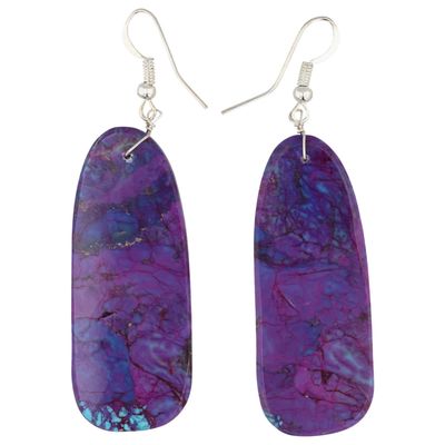 Jameson Pete Navajo Sterling Violet Dahlia Slab Earrings