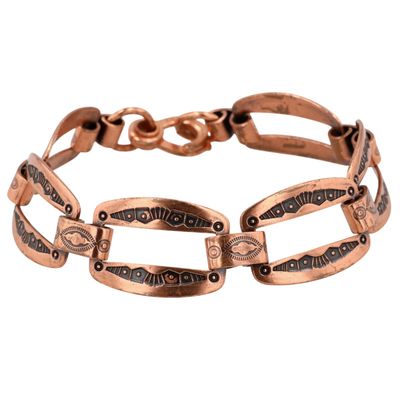 Navajo Copper Stamped Link Bracelet