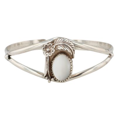 Navajo Sterling Mother of Pearl Cuff Bracelet