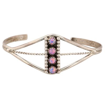 Navajo Sterling Opal Cuff Bracelet
