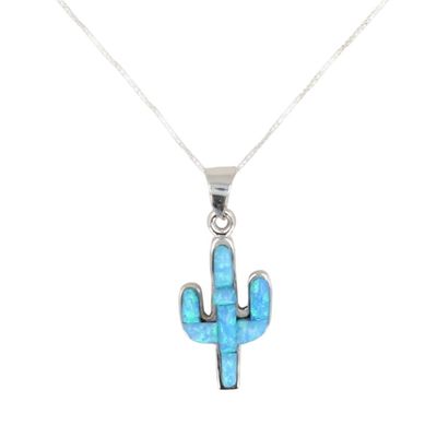Allen Lee Navajo Sterling Opal Cactus Necklace