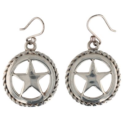Signed Mexico Sterling Star Earrings