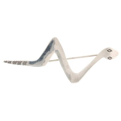 Signed Navajo Sterling Stamped Snake Brooch