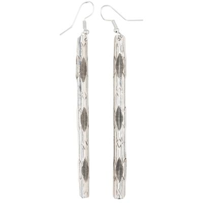 Florence Tahe Navajo Sterling Stamped Bar Earrings