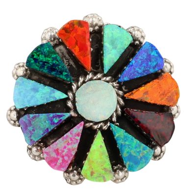 Delbert & Melinda Chavez Zuni Sterling Opal Ring Sz 5.75