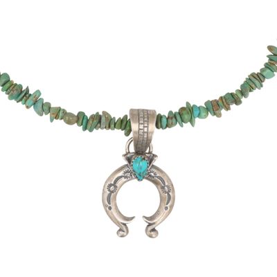 Sharon McCarthy Navajo Sterling Thunder Mountain Turquoise Naja Necklace