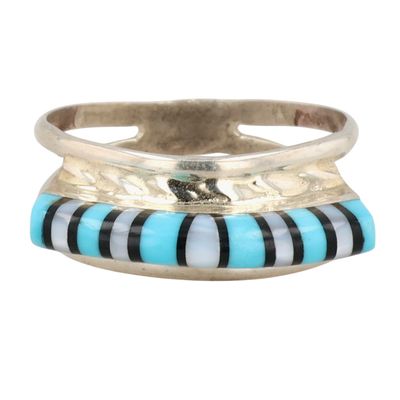 Victor Martza Zuni Sterling Multi-Stone Inlay Ring Sz 7