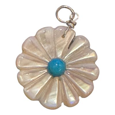 Award Winning Artist Stacey Turpen Navajo Sterling Multi-Stone Flower Pendant