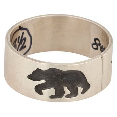 Grace Smith Navajo Sterling Bear Ring Sz 13.5