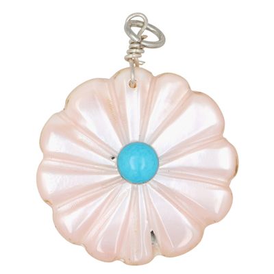 Award Winning Artist Stacey Turpen Navajo Sterling Multi-Stone Flower Pendant