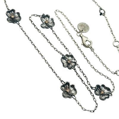 Sale Photo Thumbnail #378: TALBOTS Sterling Flower Cable Chain Necklace