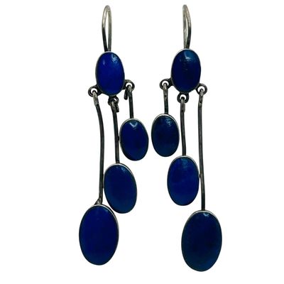 Sale Photo Thumbnail #297: Sterling Lapis Lazuli Dangle Earrings