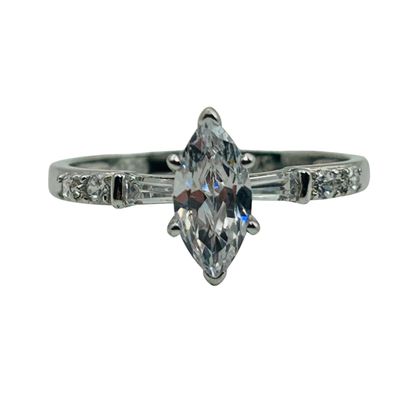 Sale Photo Thumbnail #280: Signed Sterling Rhinestone Ring Sz 10