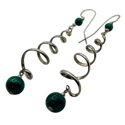 Sale Photo Thumbnail #19: Sterling Malachite Spiral Earrings