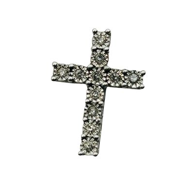 Sale Photo Thumbnail #250: Signed Sterling Diamond Cross Pendant