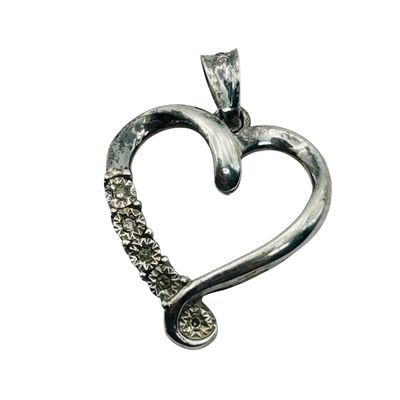 Sale Photo Thumbnail #183: Sterling Diamond Heart Cut Out Pendant