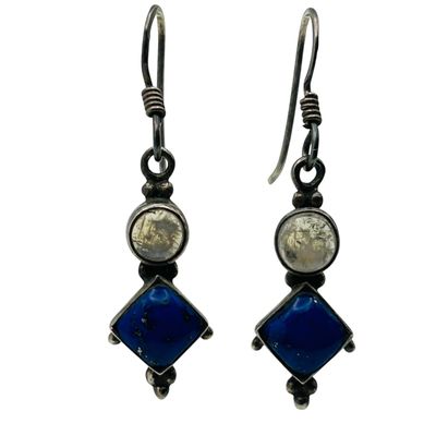 Sale Photo Thumbnail #306: Sterling Moonstone Lapis Lazuli Earrings