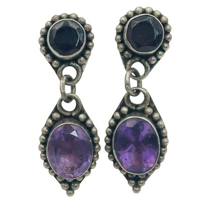 Sale Photo Thumbnail #379: Sterling Garnet Amethyst Earrings