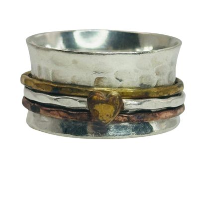 Sale Photo Thumbnail #496: Sterling Heart Spinning Band Ring Sz 8