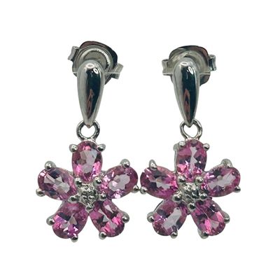 Sale Photo Thumbnail #149: Signed Sterling Topaz Flower Earrings
