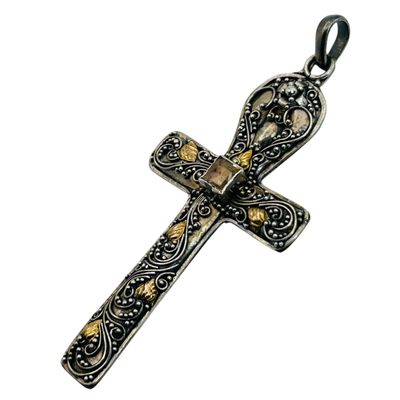 Sale Photo Thumbnail #8: Sterling Citrine Decorative Cross Pendant