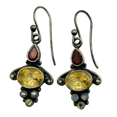 Sale Photo Thumbnail #17: Sterling Multi Gem Earrings