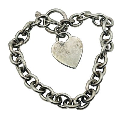 Sale Photo Thumbnail #51: Sterling Toggle Clasp Heart Charm Bracelet